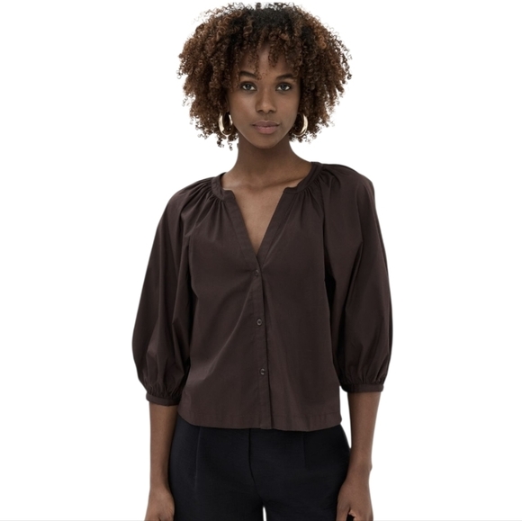 STAUD DILL POPLIN TOP IN EARTH WOMEN'S SIZE S - Picture 1 of 11